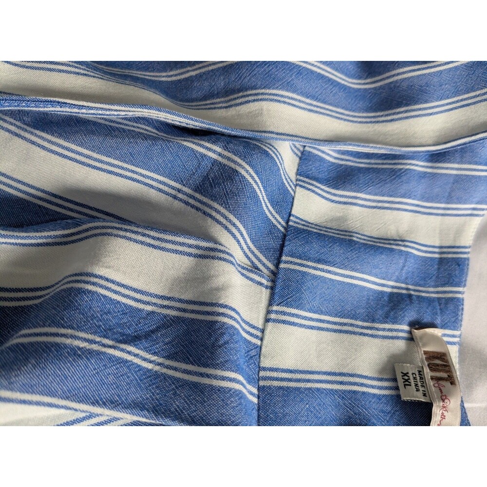 KUT From The Kloth Top Womens 2X Blue White Striped Blouse Cross Over Nautical - Picture 12 of 15